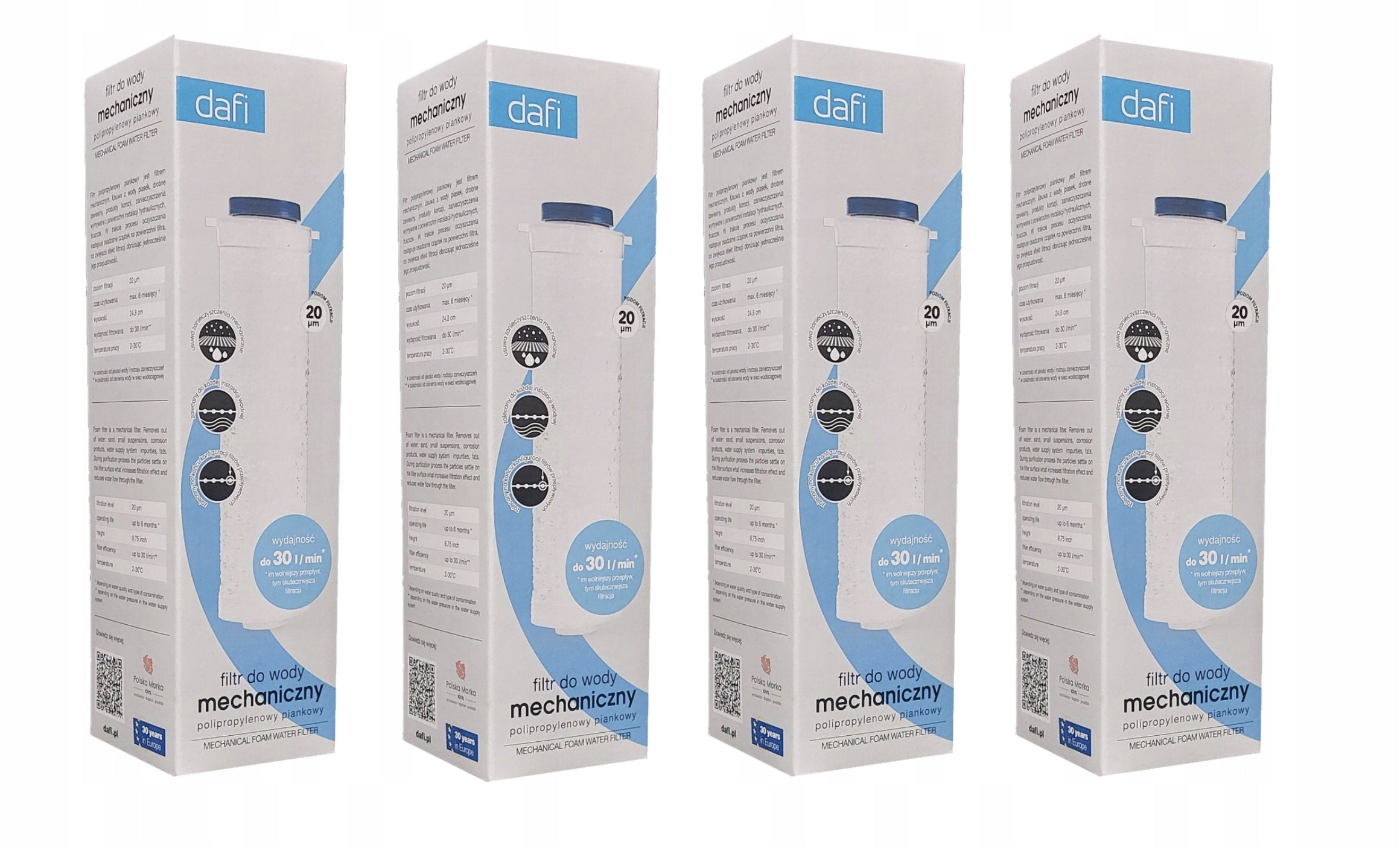 Dafi Flow-through water filter polypropylene 20 µm - 4 pcs. Packaging status original