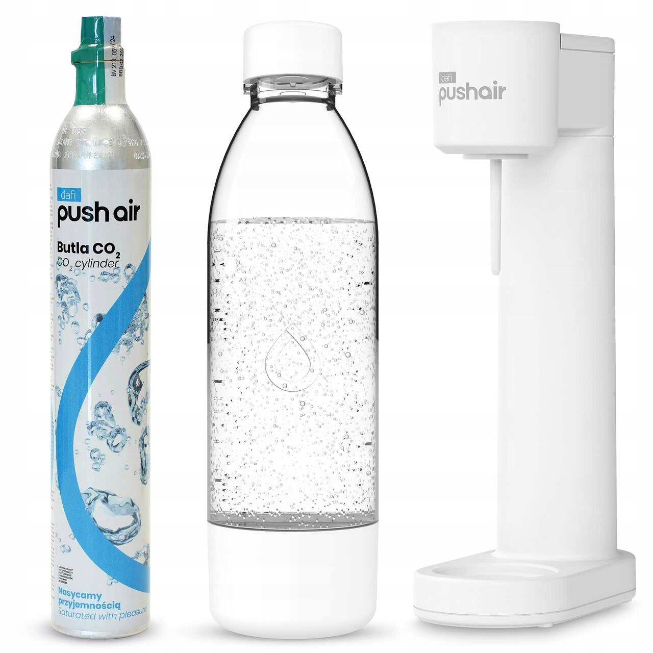 Dafi PushAir Saturator with CO2 cartridge + bottle 0,7l White