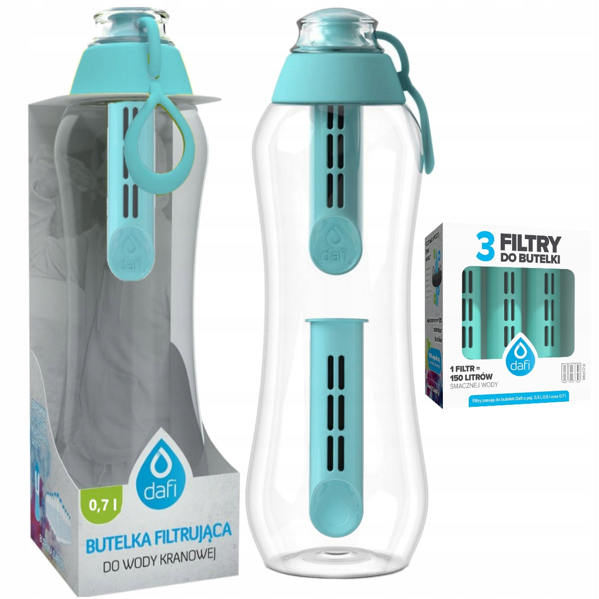 Dafi Soft 0,7 Turquoise Water Filter Bottle Set with 5 Filters