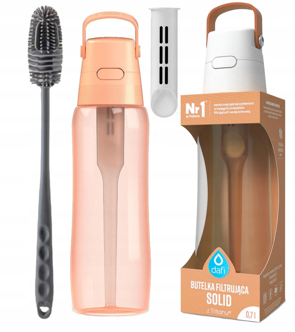 Dafi Solid filter bottle peach Peach fuzz 0,7l + toothbrush