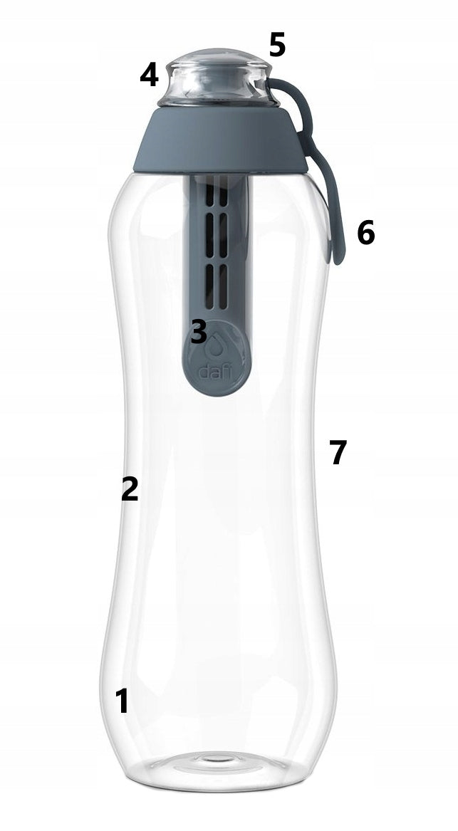 Dafi Water Bottle Soft 0,7l grey + 4x water filter Model Soft