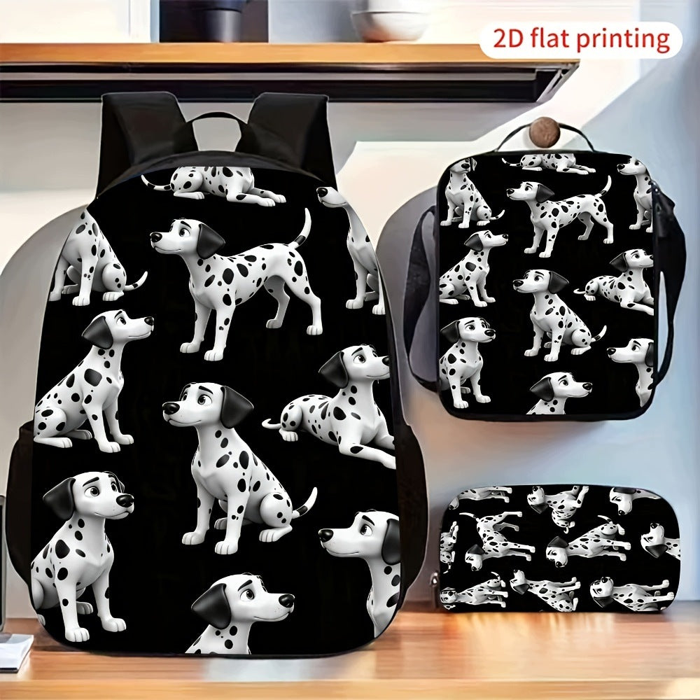 Dalmatian Dog Print 3-Piece Backpack Set with Small Bag