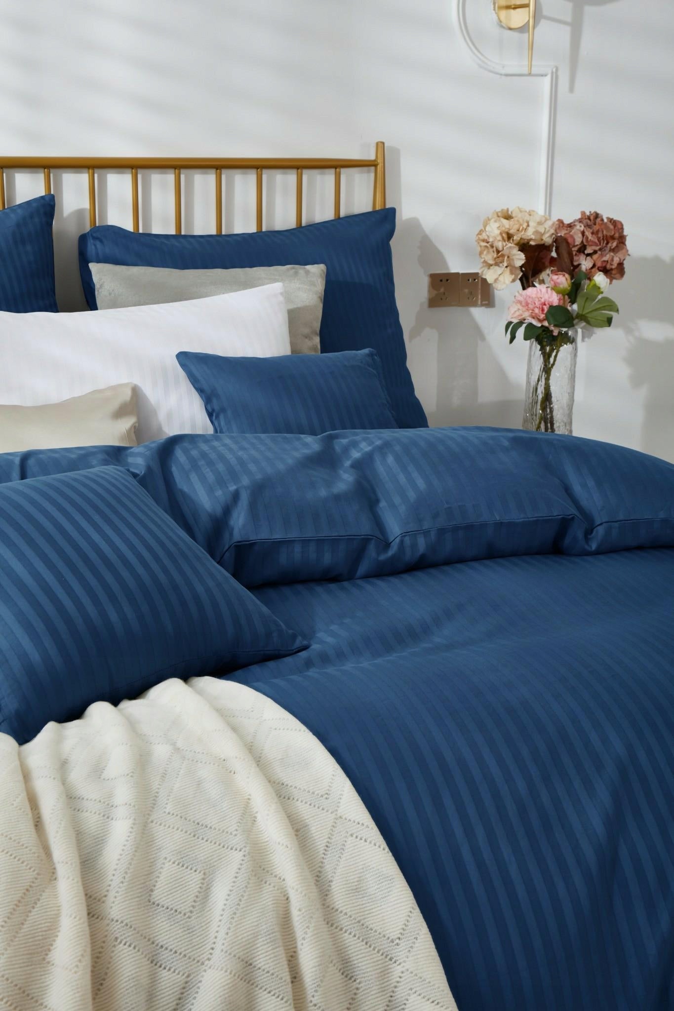 Damask bedding 140x200 navy blue striped - Classic Line Packaging status original