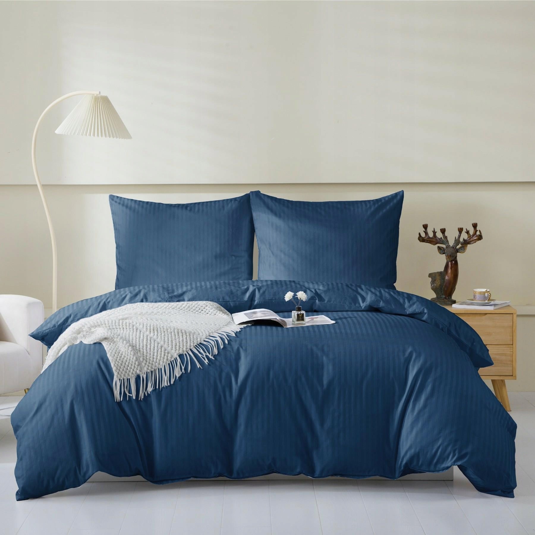 Damask bedding 140x200 navy blue striped - Classic Line