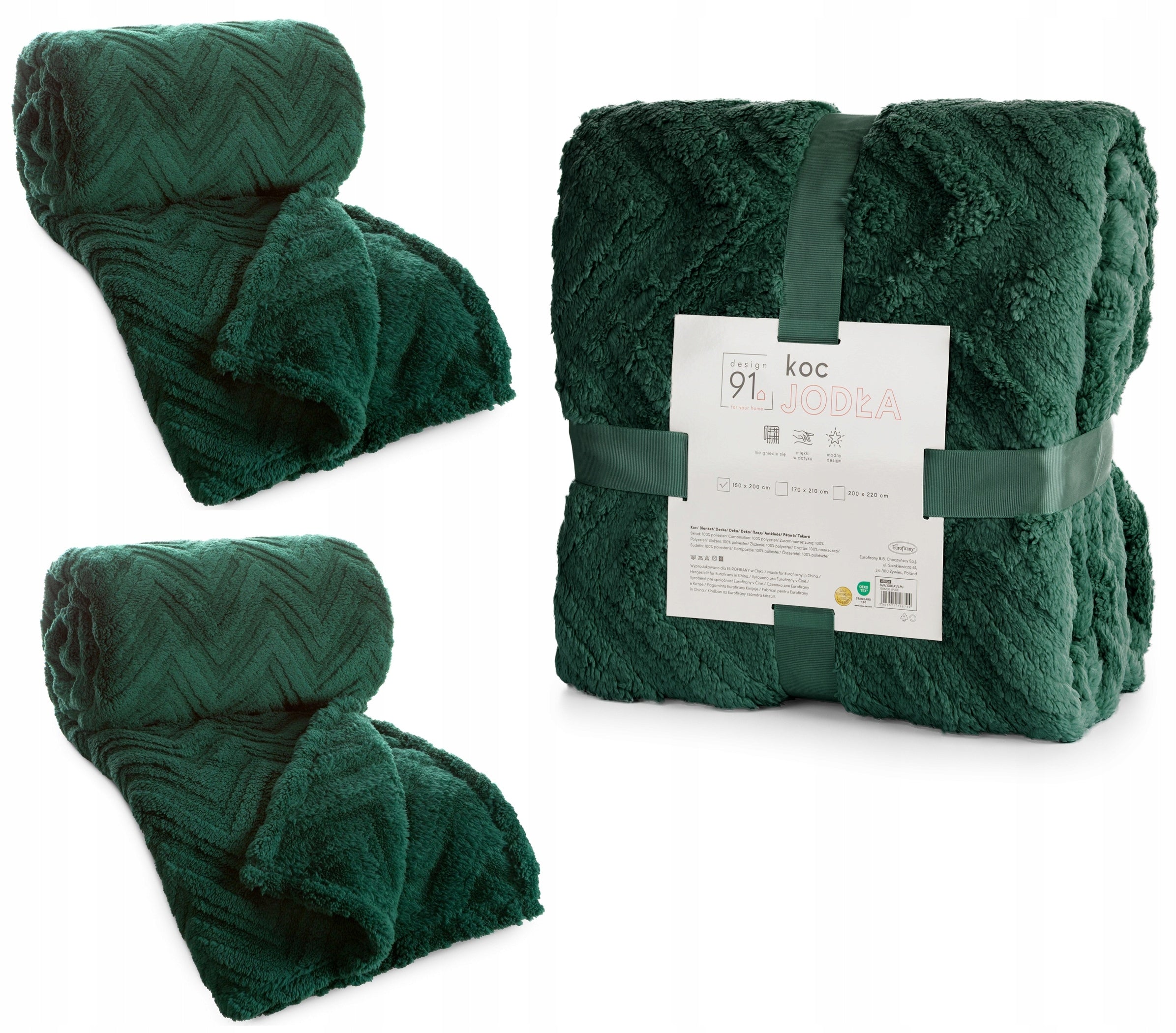 Dark Green BEDSPREAD Set for sofa iFOTELE 170x210 +2x 70x160