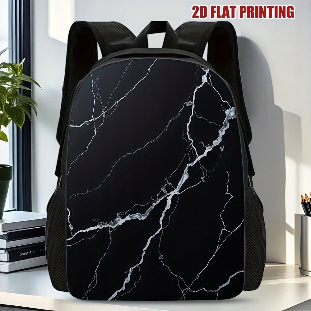 Dark Marble Veins Backpack - School, Office, Casual, Modern