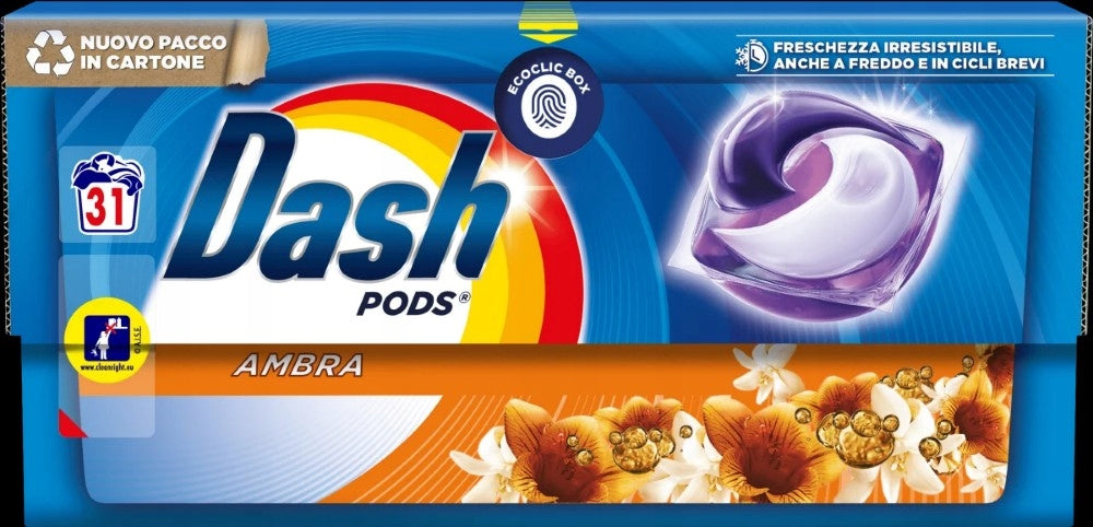 Dash Pods Ambra Laundry Capsules NEW 31pcs