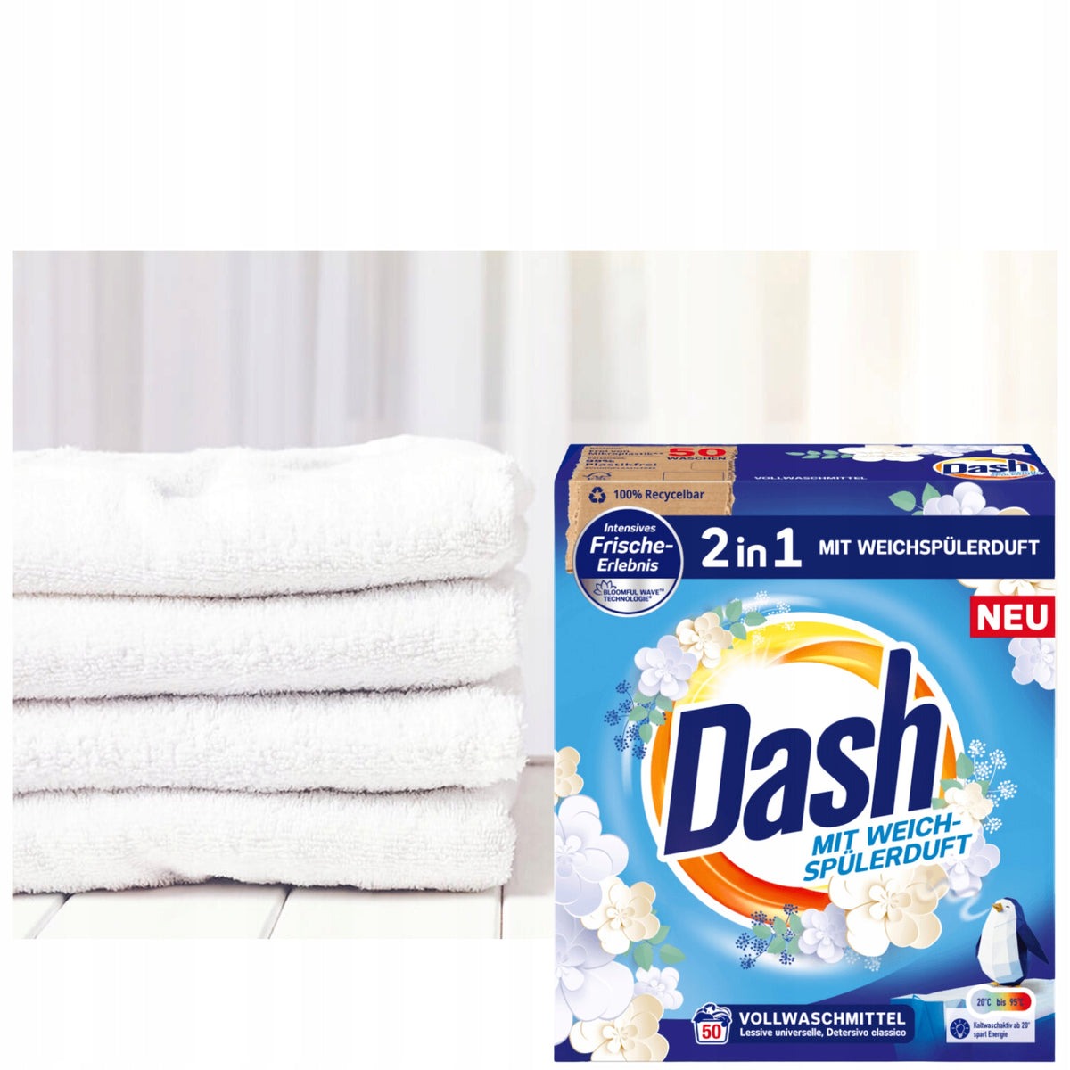 Dash Washing Powder Universal Effective 2in1 50 3kg DE Packaging status original