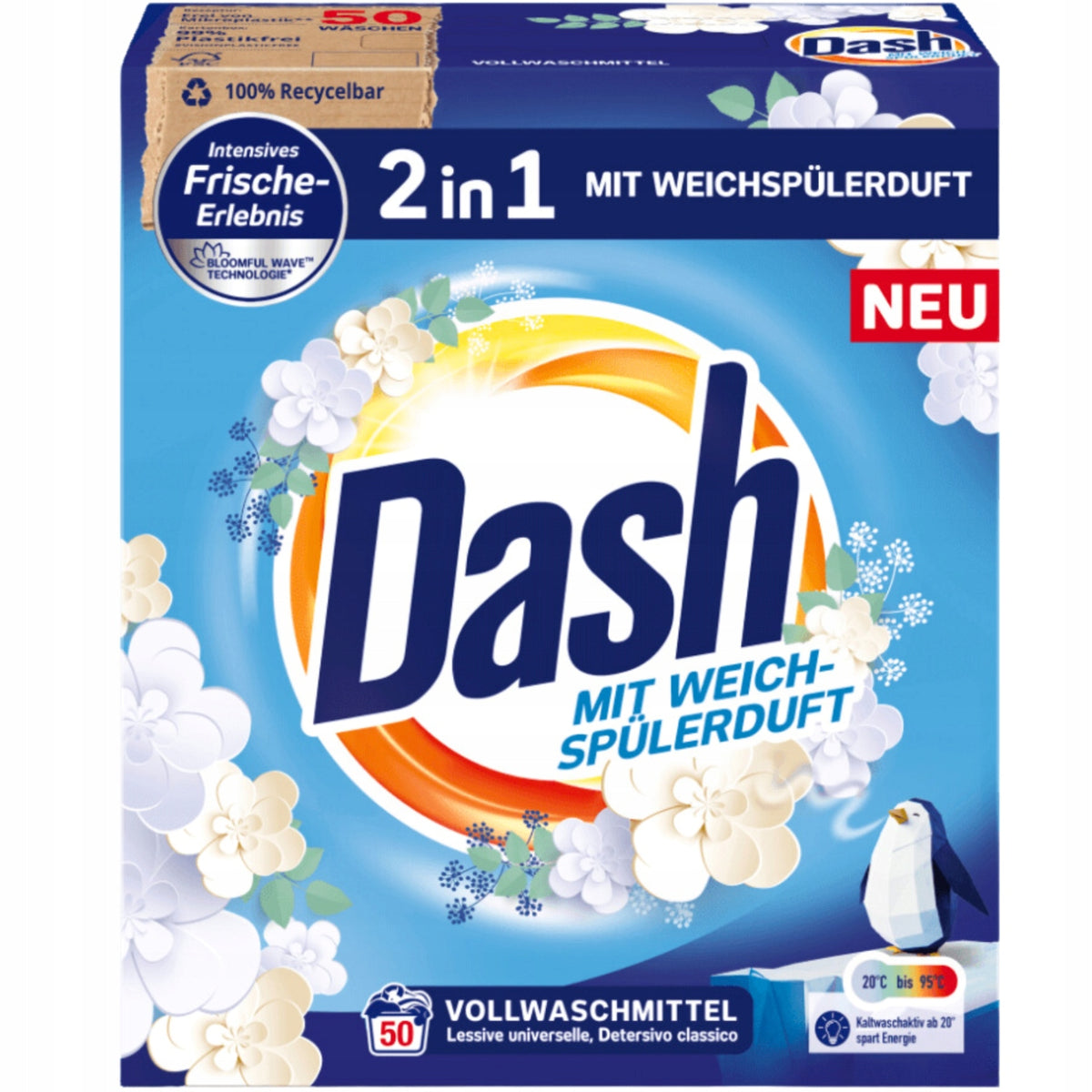 Dash Washing Powder Universal Effective 2in1 50 3kg DE