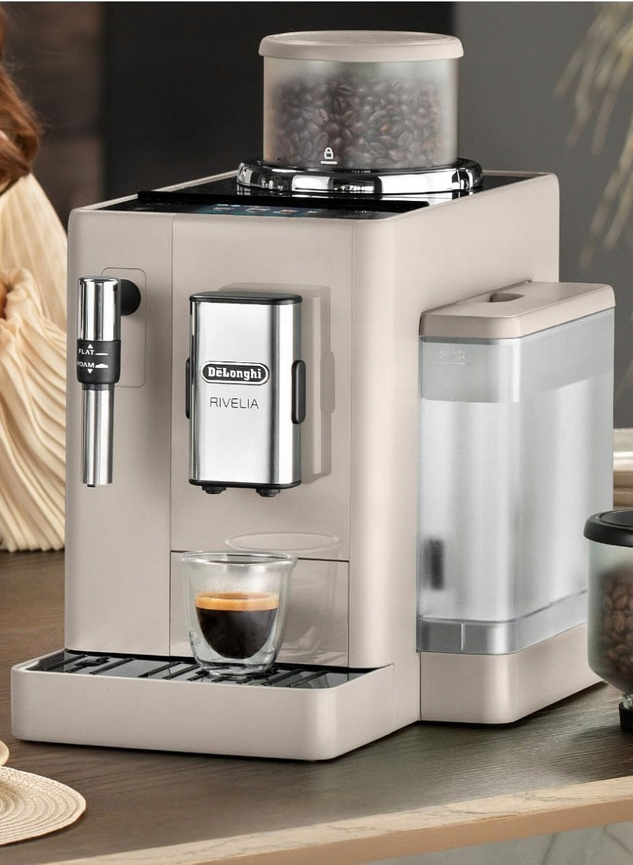 De'Longhi Rivelia EXAM440.35.BG Automatic Express 8 Coffee Touch Beige Packaging status original