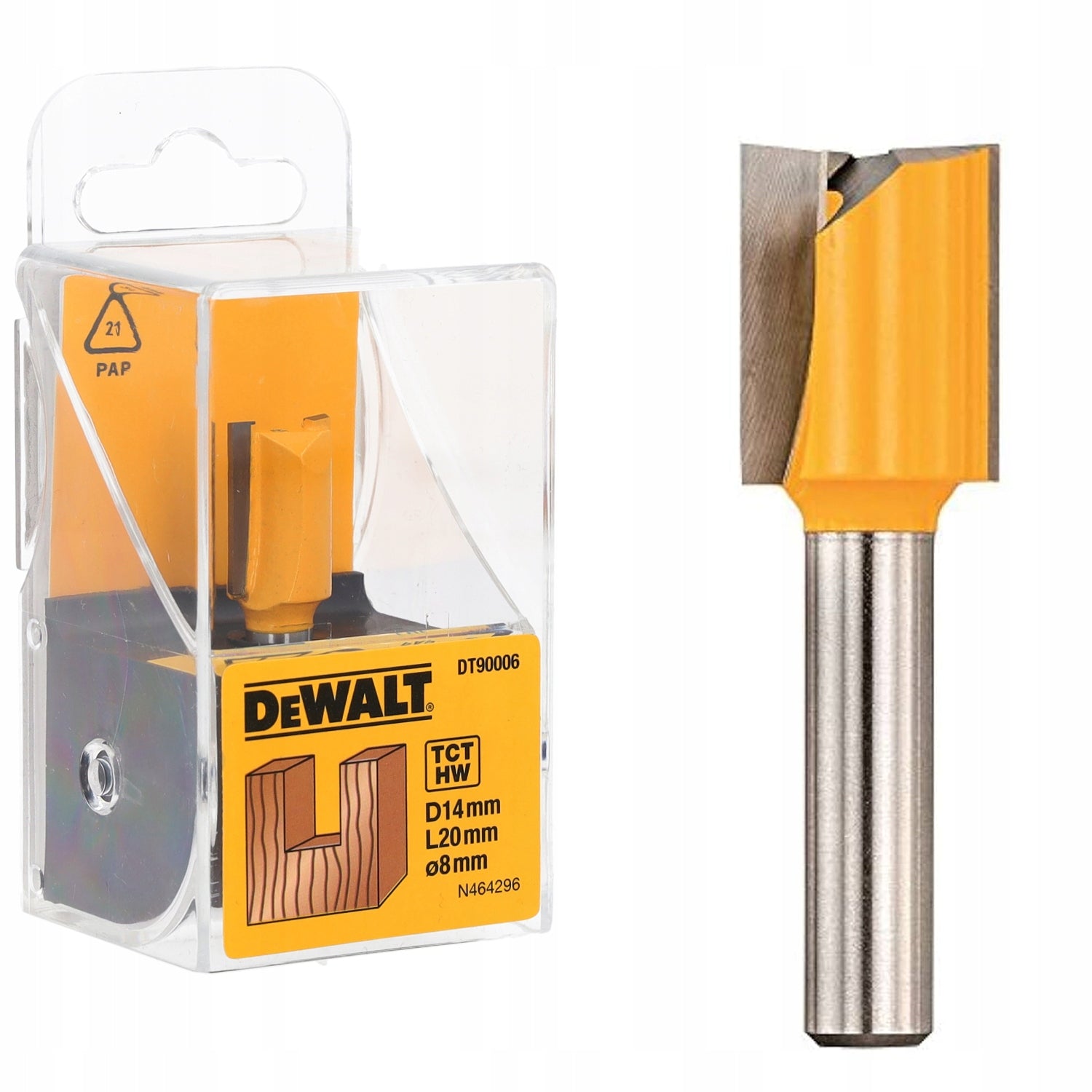 DeWALT STRAIGHT CUTTER FOR WOOD GROOVES shank 8 HM D14 L20 mm DT90006