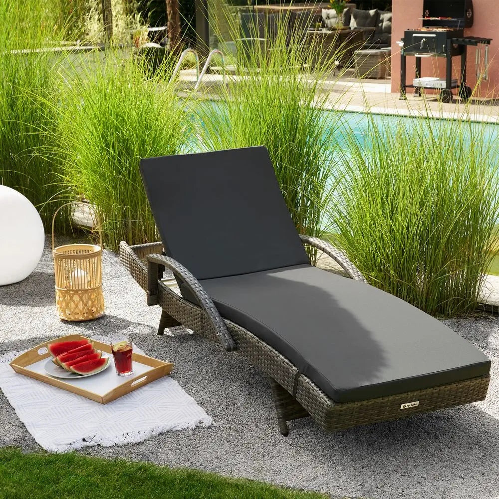 Deckchair with aluminium and rattan Océane Length (longer side) 190 cm