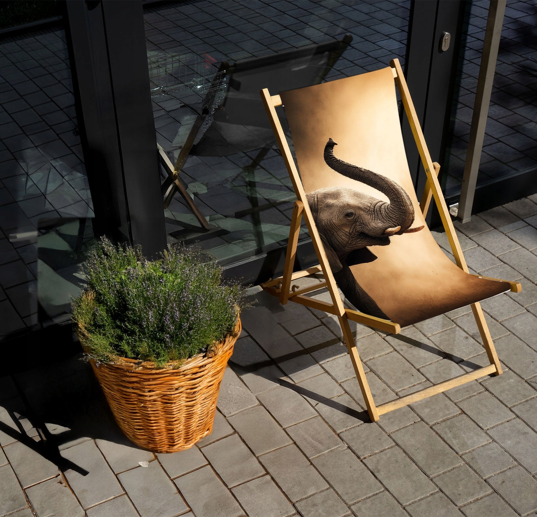 Deckchair with inscription - a unique promotional gadget Color beige