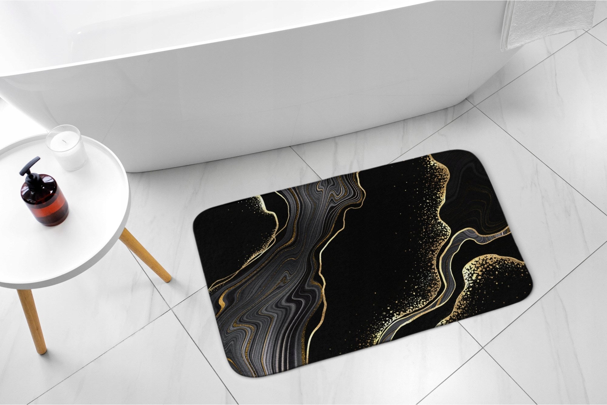 Decorative Bathroom Rug 75x45 Black Marble Manufacturer code 010350680010100077533