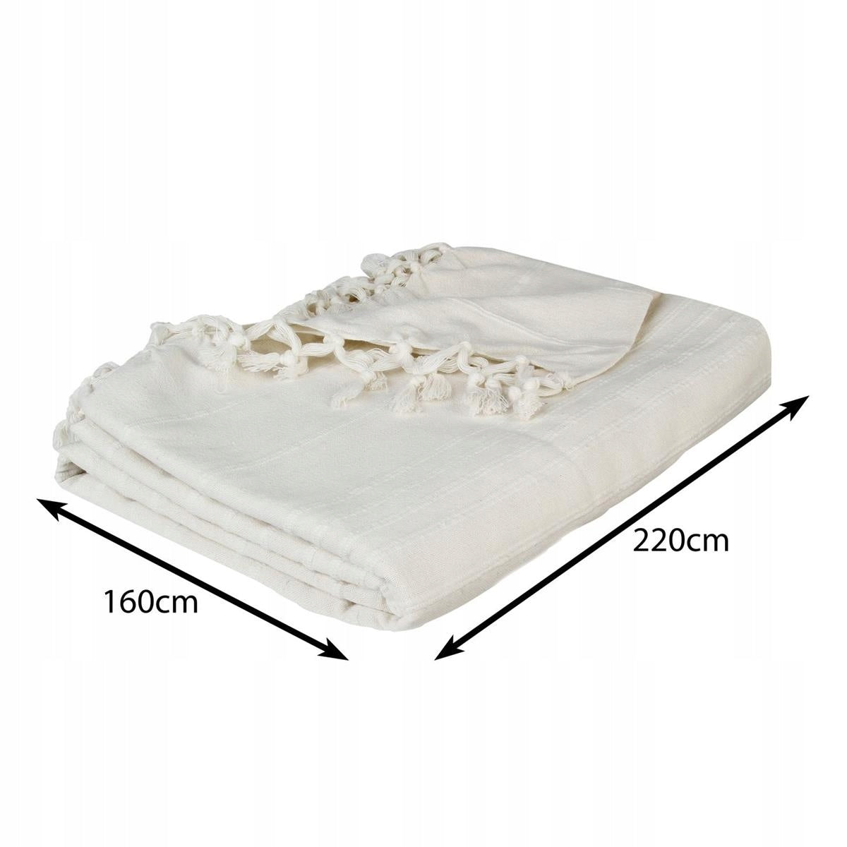 Decorative bedspread blanket tassels cream boho Manufacturer code 131645A