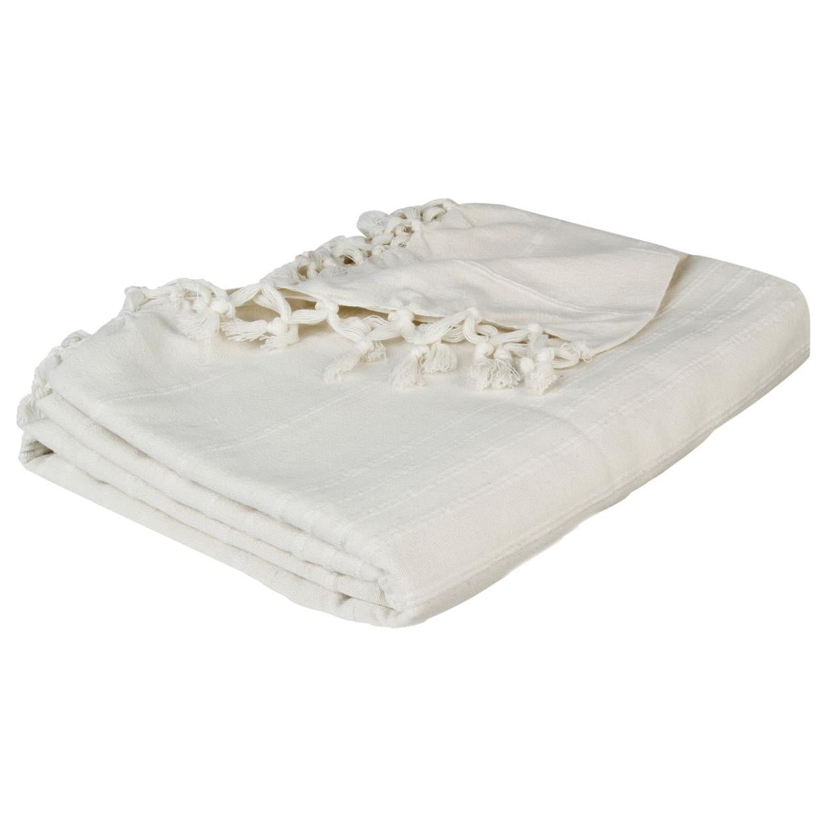 Decorative bedspread blanket tassels cream boho