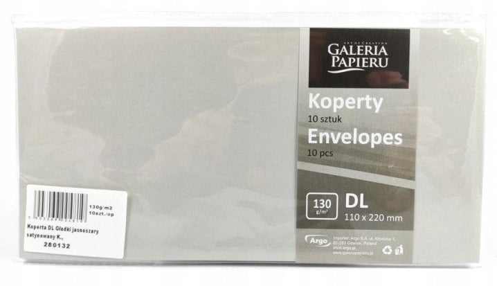 Decorative envelopes DL GALERIA PAPIERU Smooth light grey 10 pcs Brand Galeria Papieru