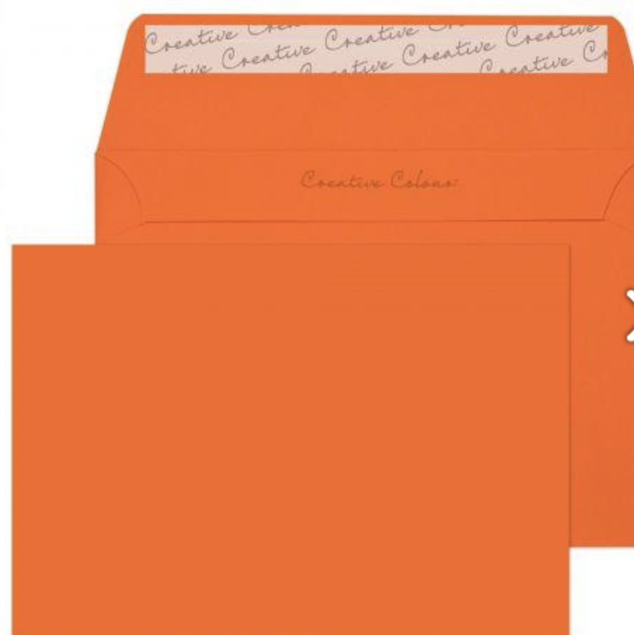 Decorative paper envelopes C6 orange 25 pieces without window for gift