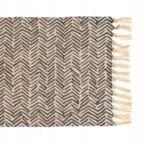 Decorative rug with fringes BOHO 45x75 cm cream anthracite Length 75 cm