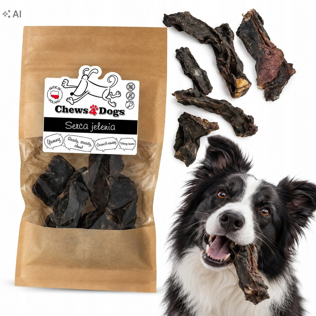 Deer Heart Dog Teether Natural Dried Treats 100g Chews4Dogs