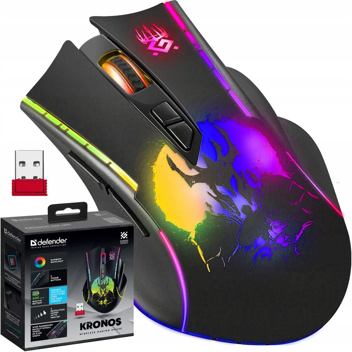 Defender Kronos GM-695 wireless mouse Rgb 1600dpi black