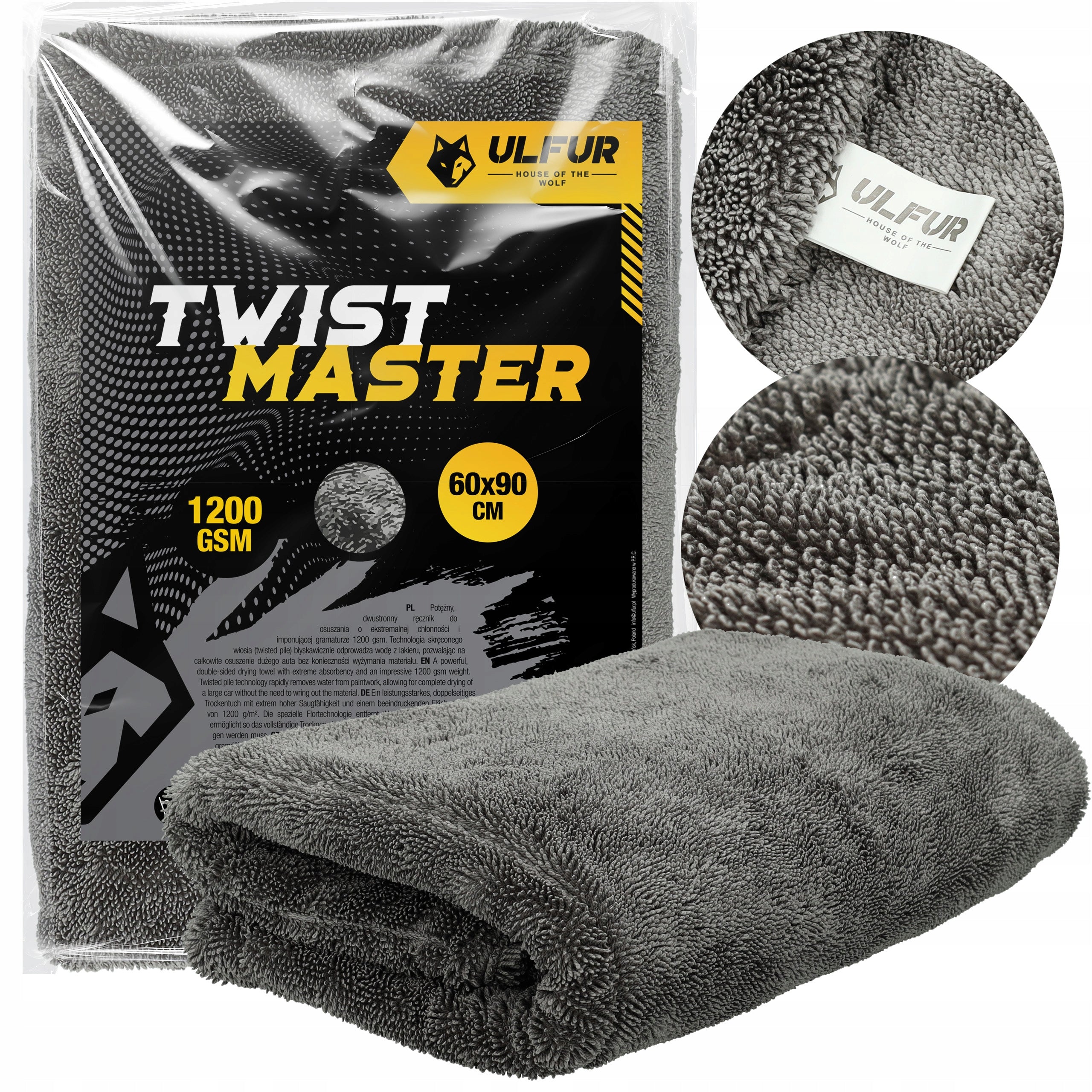 Dehumidification Towel 60x90cm 1200GSM Double Sided TwistMaster Grey ULFUR