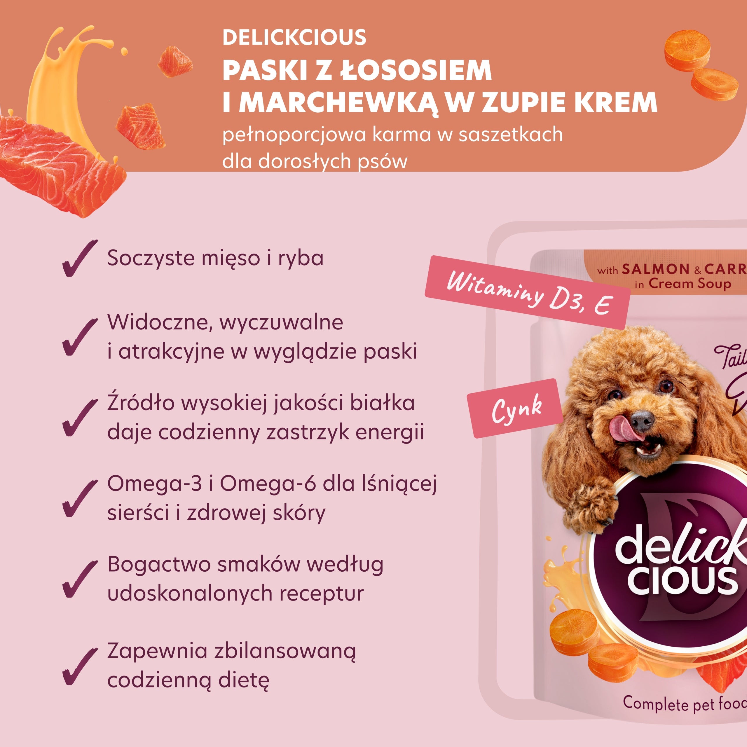Delickcious Wet Dog Food Salmon and Carrot in Cream Soup 12x85g Manufacturer code 4820269143951