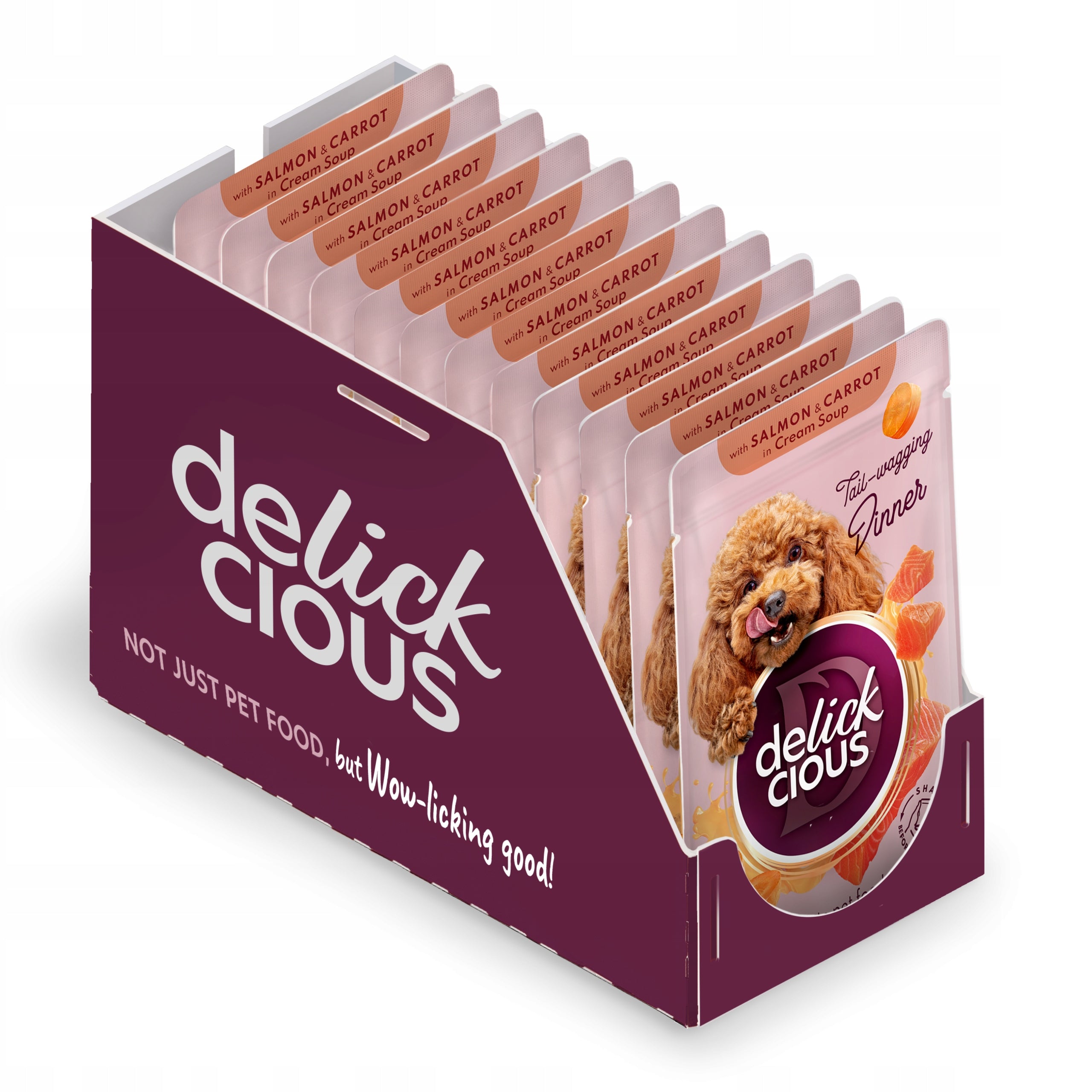 Delickcious Wet Dog Food Salmon and Carrot in Cream Soup 12x85g