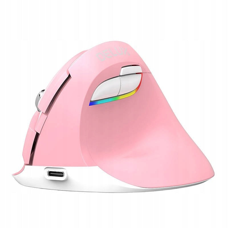 Delux M618Mini DB BT+2.4G 2400DPI Wireless Vertical Mouse (Pink)