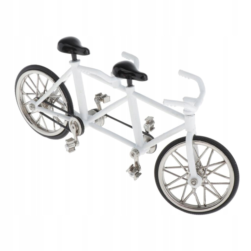 Deluxe Tandem Bicycle Model Bike Miniature For Children Home White Brand no brand