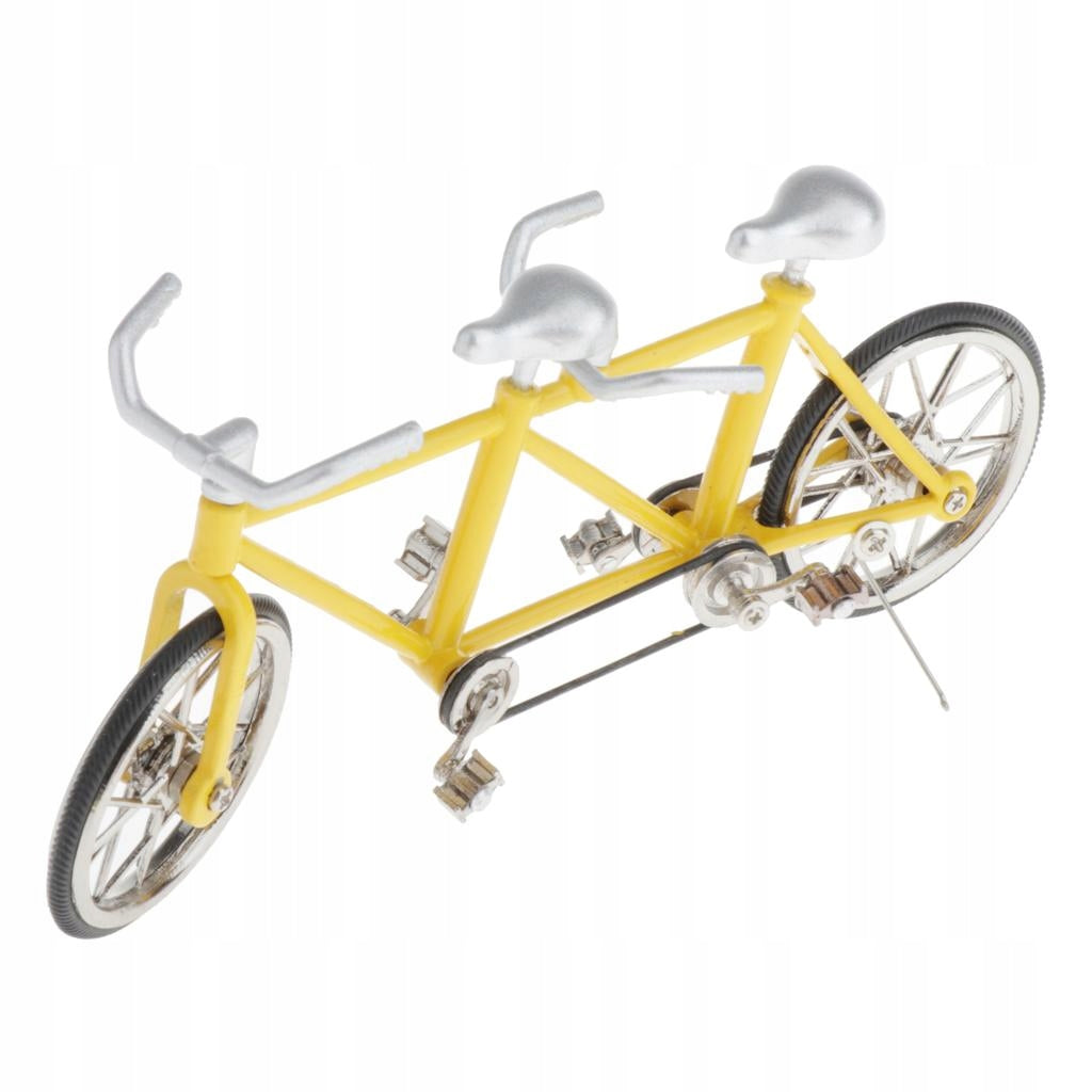 Deluxe Tandem Bicycle Model Bike Miniature for Children Home Silver Yellow Brand no brand