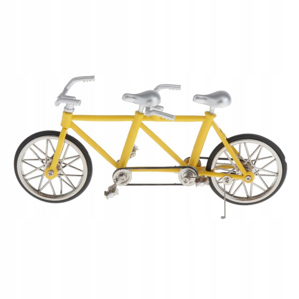 Deluxe Tandem Bicycle Model Bike Miniature for Children Home Silver Yellow Packaging status original