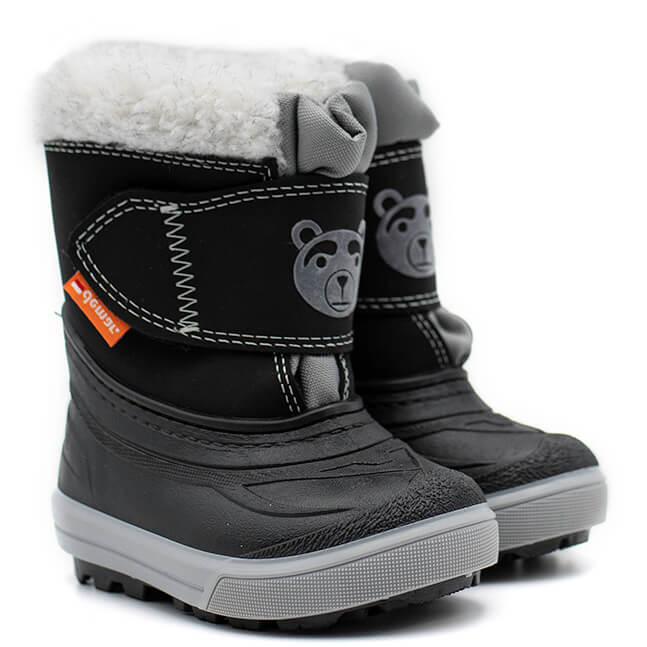 Winterstiefel mit Naturwolle Demar Bear C, schwarz-grau 