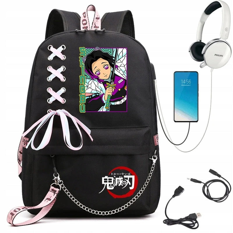 Demon Slayer Anime Print Backpack Casual School Bookbag Lig Brand no brand