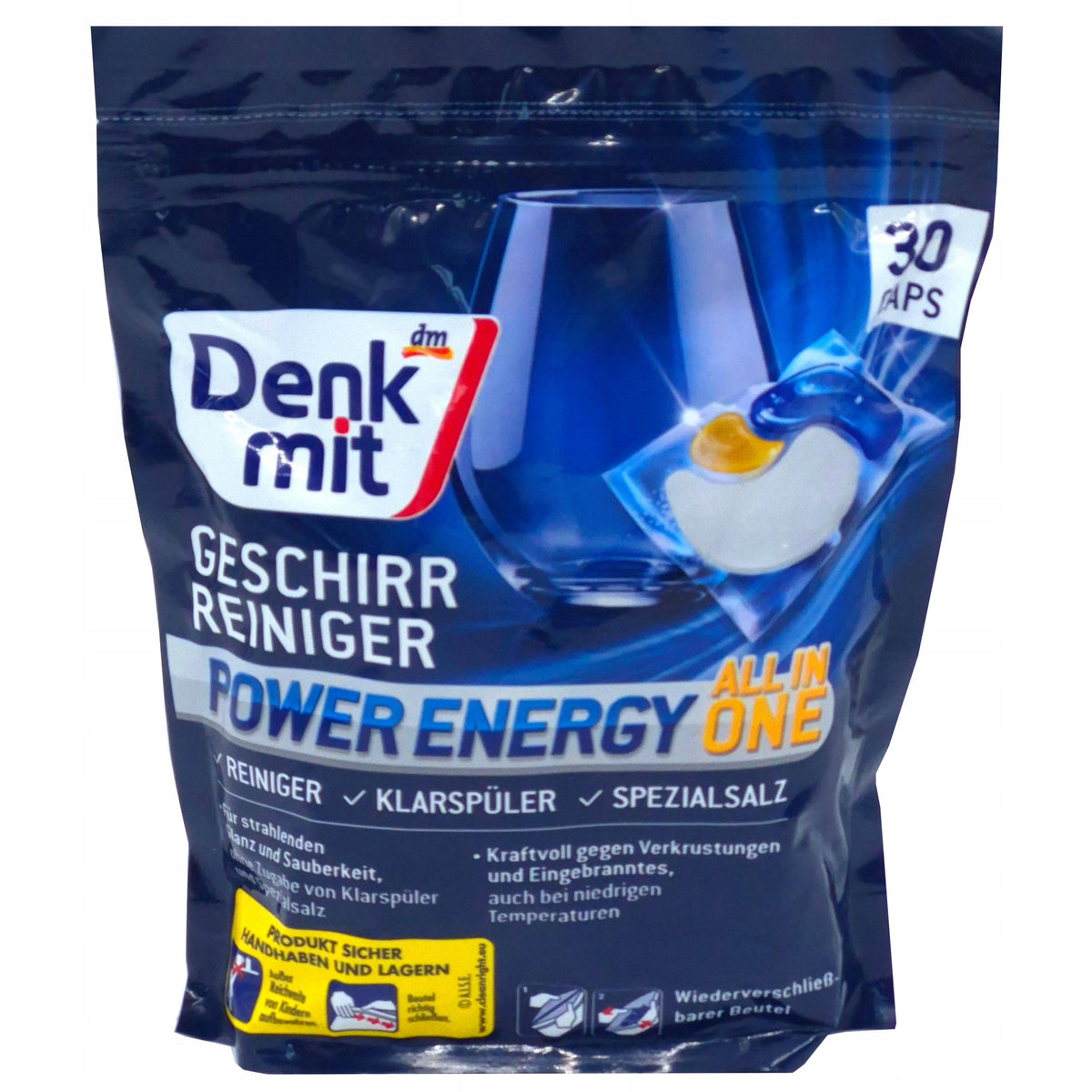 Denkmit ALL in ONE POWER ENERGY Dishwasher Tablets 30 Pieces from Germany