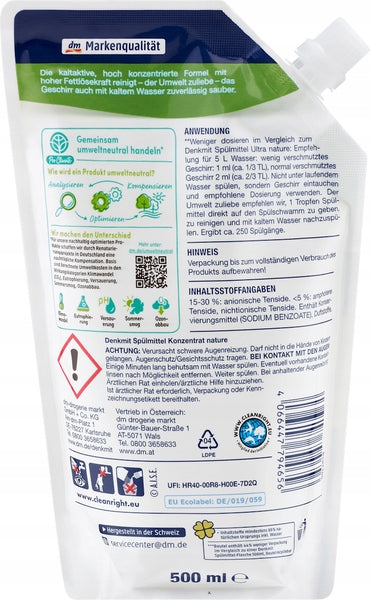 Denkmit Nature Pro Climate Dishwashing Concentrate Supplement 500ml Packaging status original