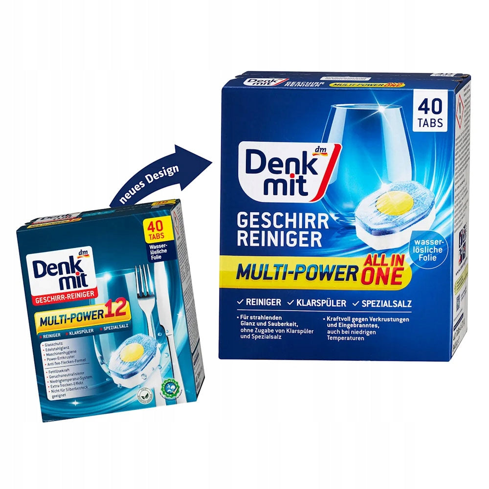 Denkmit Tablets Dishwashers All in1 40 pieces Shiny from Germany Shape tablets