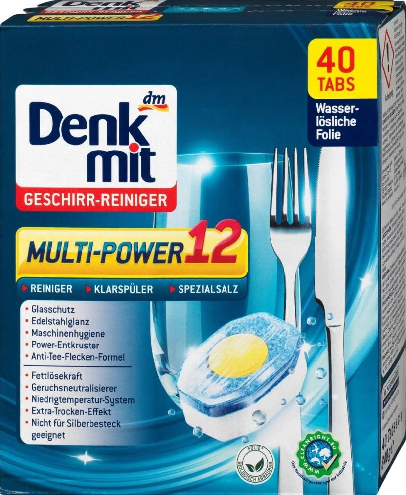 Denkmit Tablets Dishwashers All in1 40 pieces Shiny from Germany Type all in one