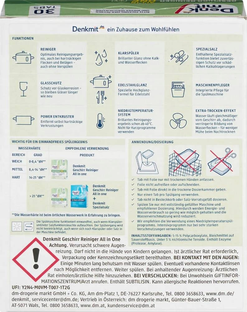 Denkmit dishwasher tablets Eko Shamb Eko Treatment Plants 30 Brand Denkmit