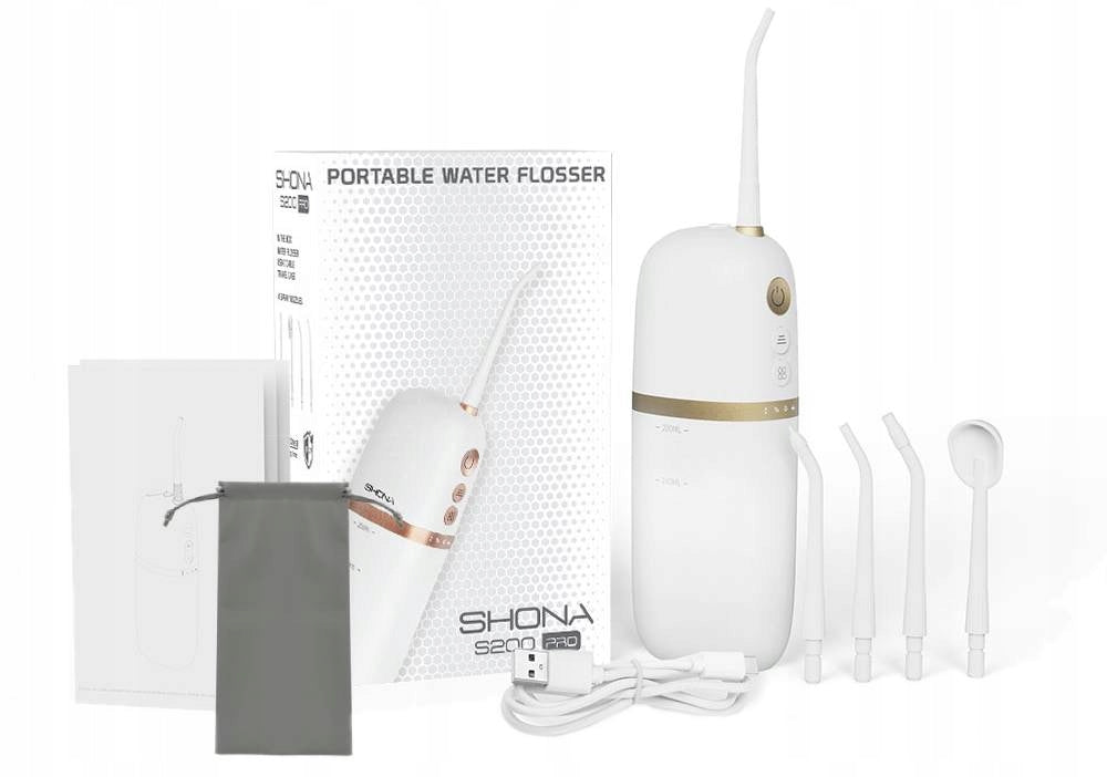 Dental IRRIGATOR WIRELESS SHONA S200 PRO + CASE + 4 nozzles Packaging status original