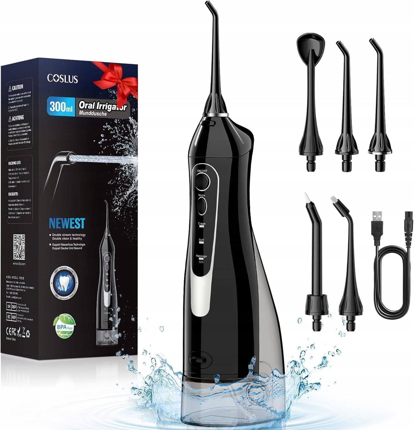 Dental Irrigator Dental Wireless Portable 5 Tips Adjustable