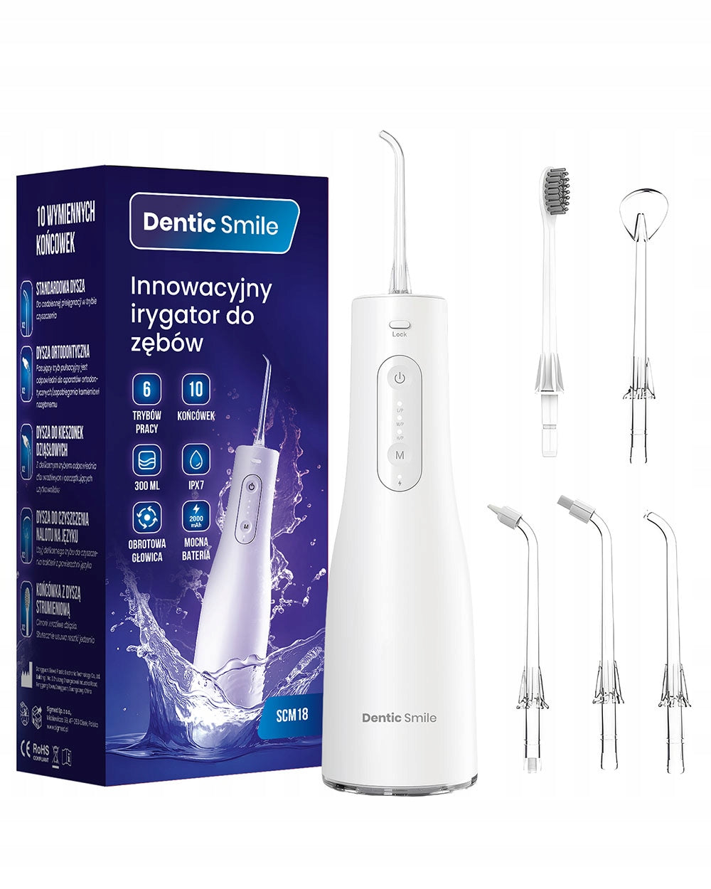 Dental Irrigator Wireless Strong 10 Nozzles 6 Modes 300ml