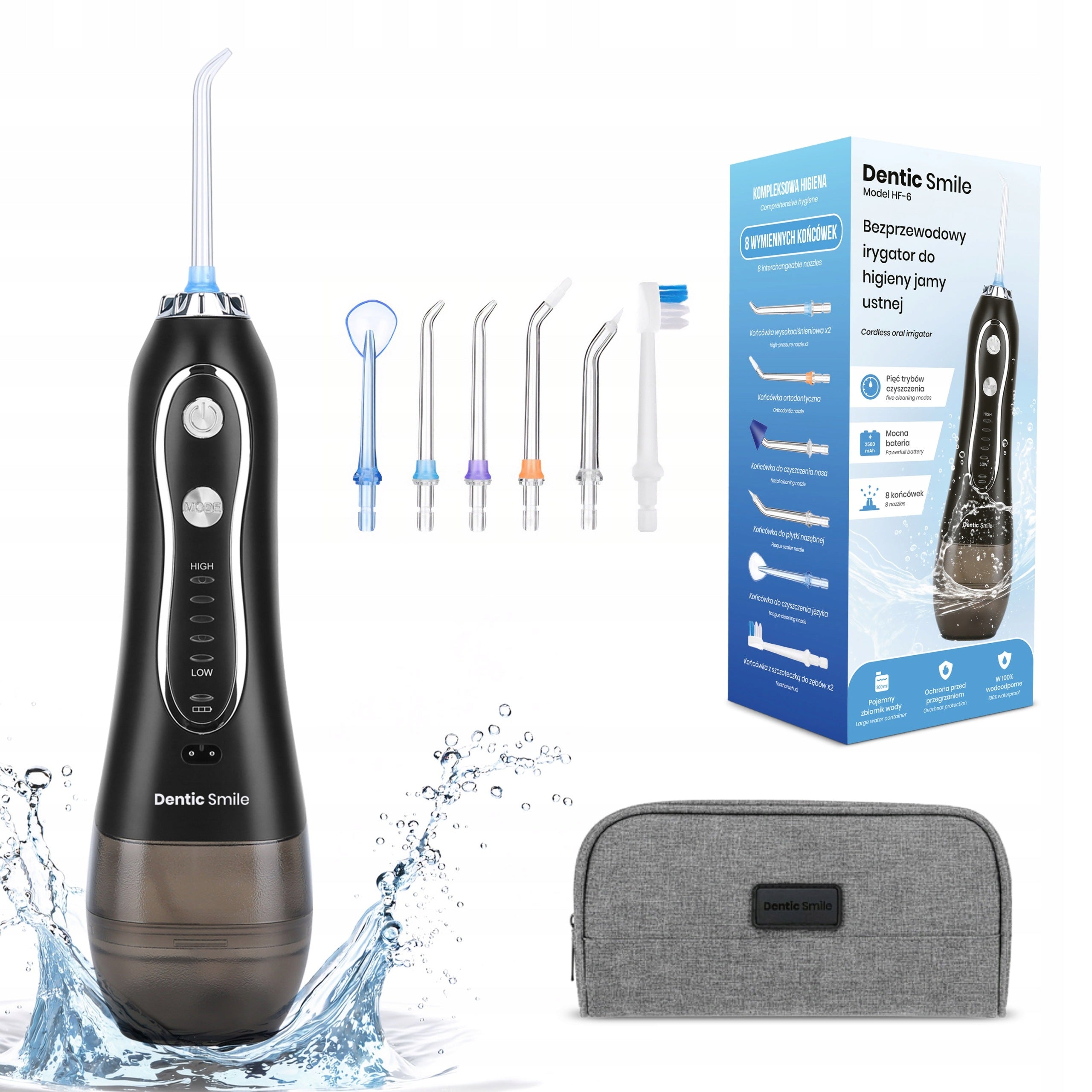 Dental Irrigator Wireless Strong 8 Nozzles 5 Modes + Case