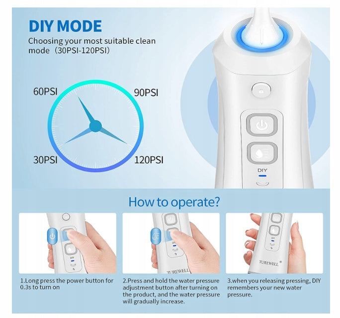 Dental irrigator TUREWELL professional for oral with 5 tips Packaging status original