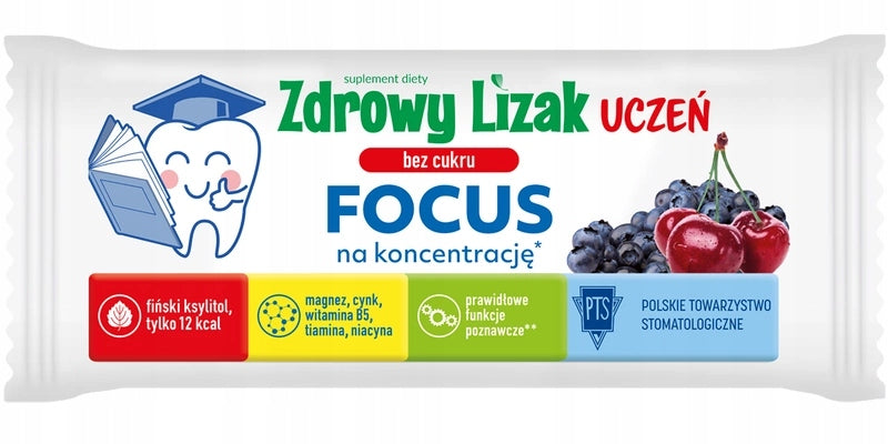 Denti-Pop Focus lollipop WITHOUT SUGAR for concentration CHERRY & BERRY 1 piece