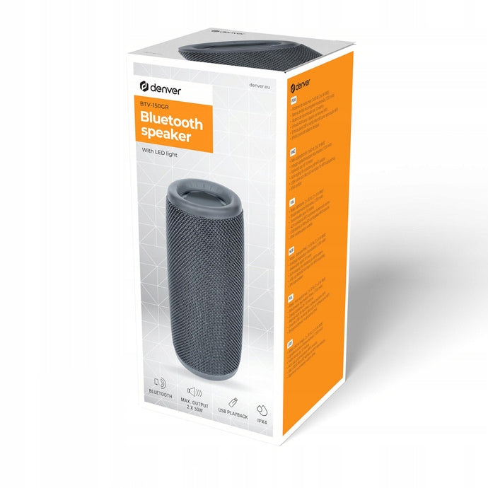 Denver Bluetooth Wireless Speaker with Battery Grey Batteries included yes