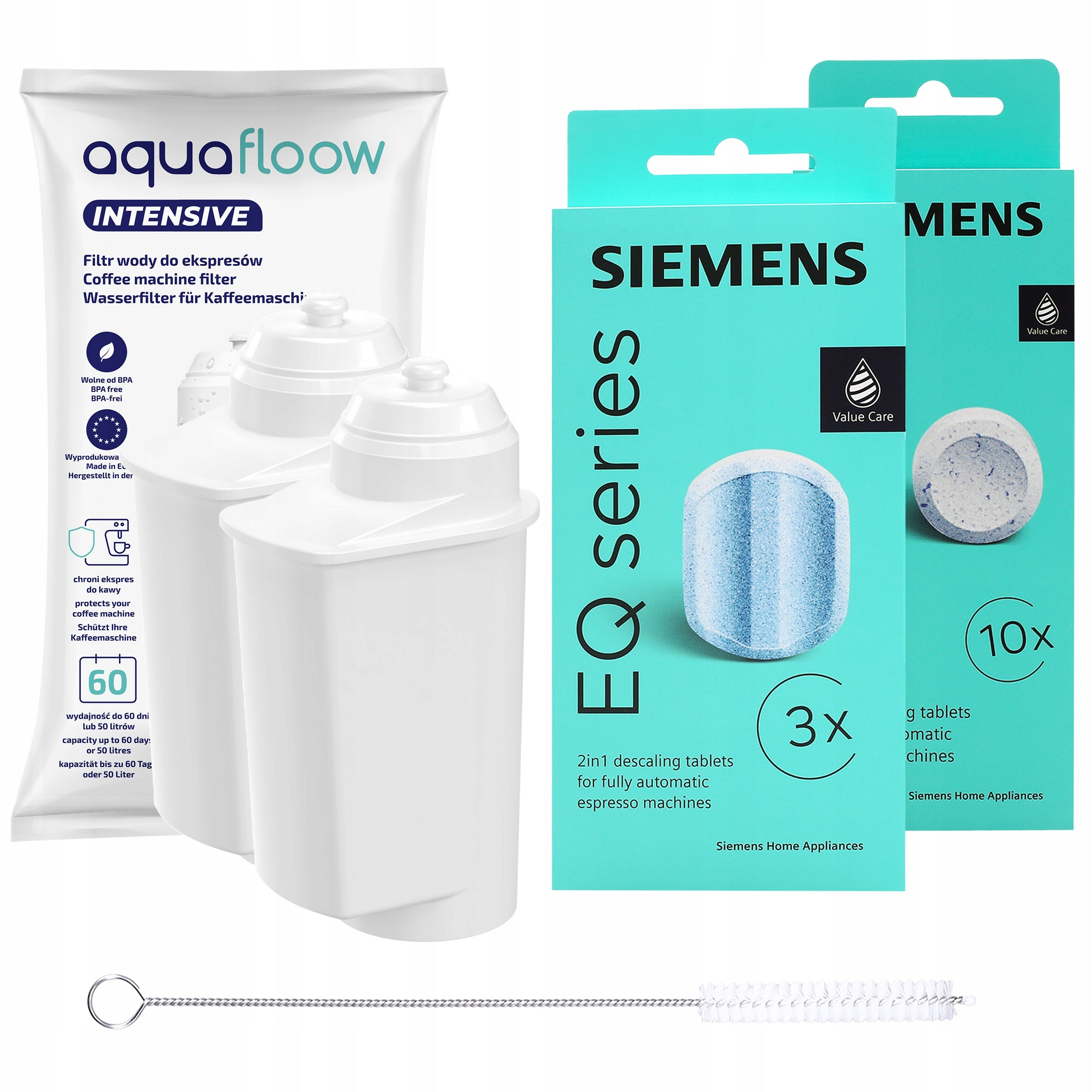 Descaler and tablets Siemens + AquaFloow 2x filter for Siemens machine
