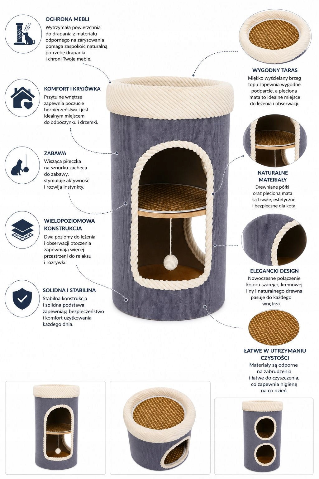 Designer Bed, Cottage and Tower COCO Modern Cat Scratcher Brand KUNERT