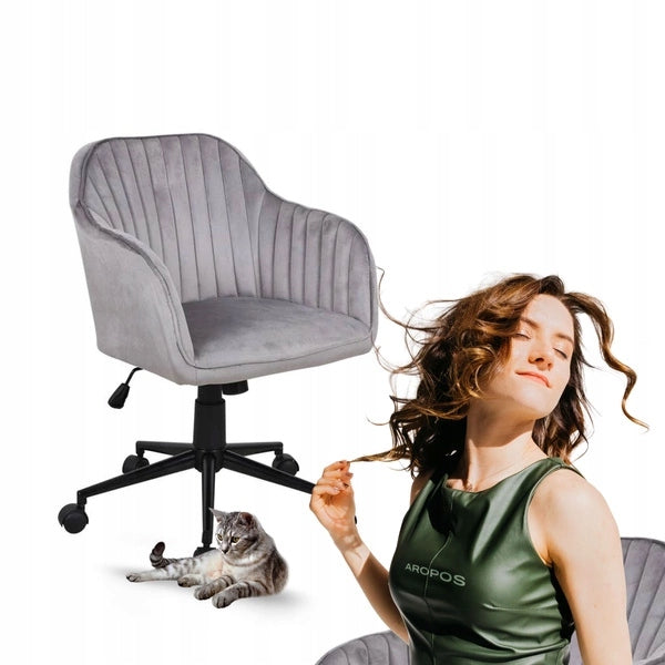 Designer velour armchair EDGAR grey