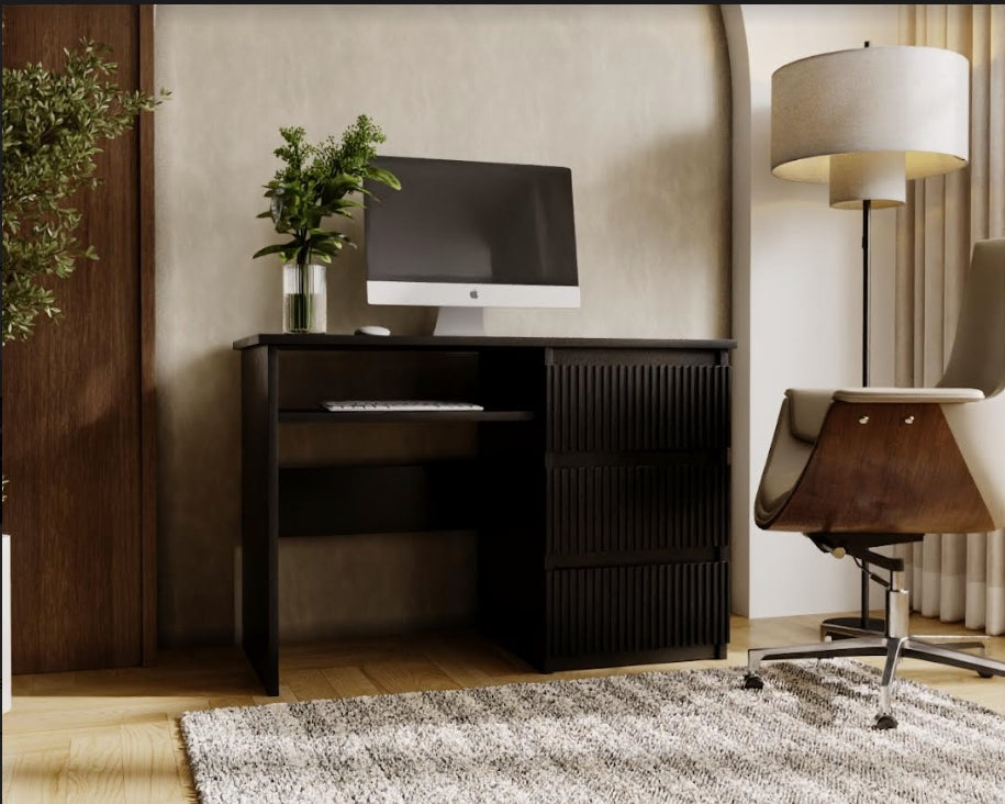 Desk 110 cm black stylish modern milled CS9 MDF EAN (GTIN) 5905745494235